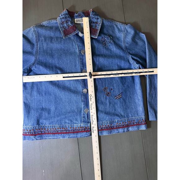 Chicos Design vintage Beaded 90’s Denim Jacket (size 1 Chicos/Medium womens) - Picture 6 of 10